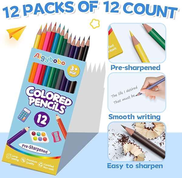 144 Count Colored Pencils for Kids, 12 Pack Colored Pencils Bulk in 12 Vibrant Colors, Pre-sharpened Color Pencil, Bulk School Supplies for Teachers, Classroom Prizes, Art Supplies for Adults - Image 4