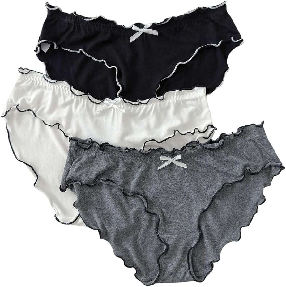 Verdusa Women's 4pack Frill Trim Satin Underwear Briefs Panty Set - Image 1