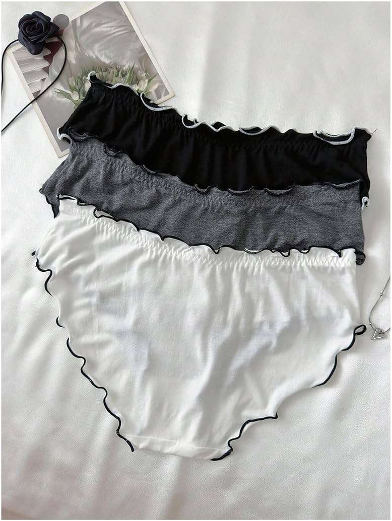 Verdusa Women's 4pack Frill Trim Satin Underwear Briefs Panty Set - Image 2