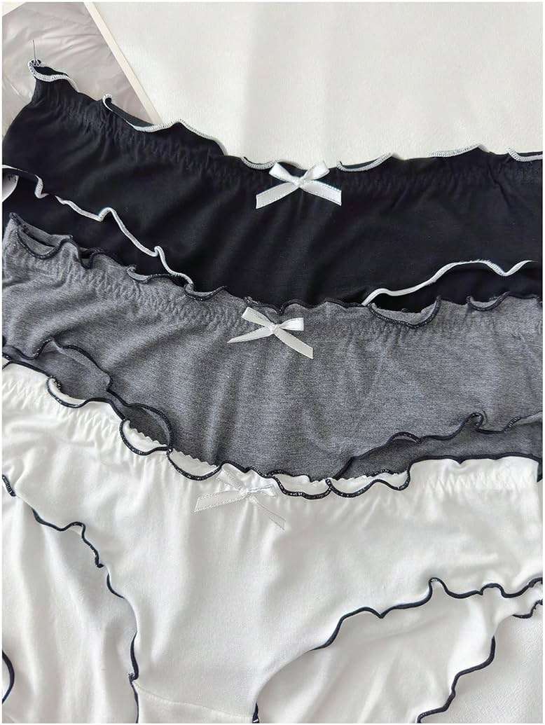 Verdusa Women's 4pack Frill Trim Satin Underwear Briefs Panty Set - Image 3
