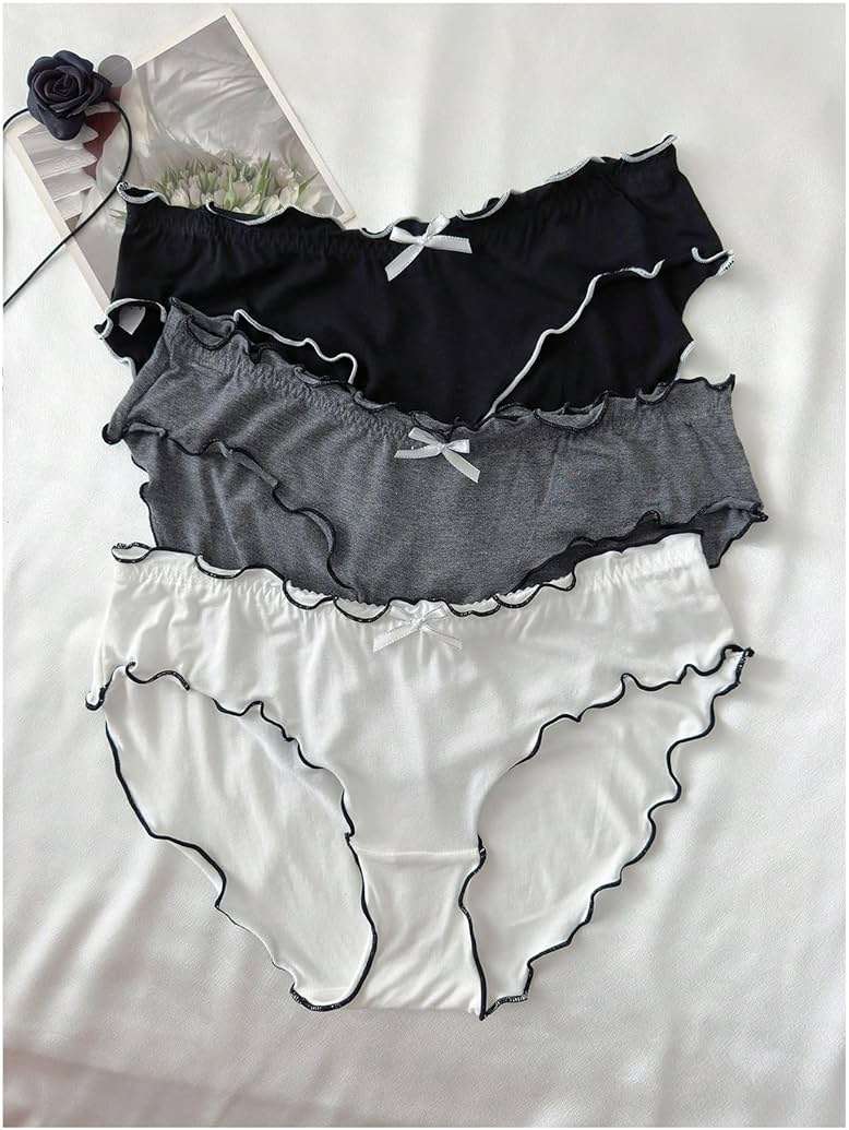 Verdusa Women's 4pack Frill Trim Satin Underwear Briefs Panty Set - Image 5