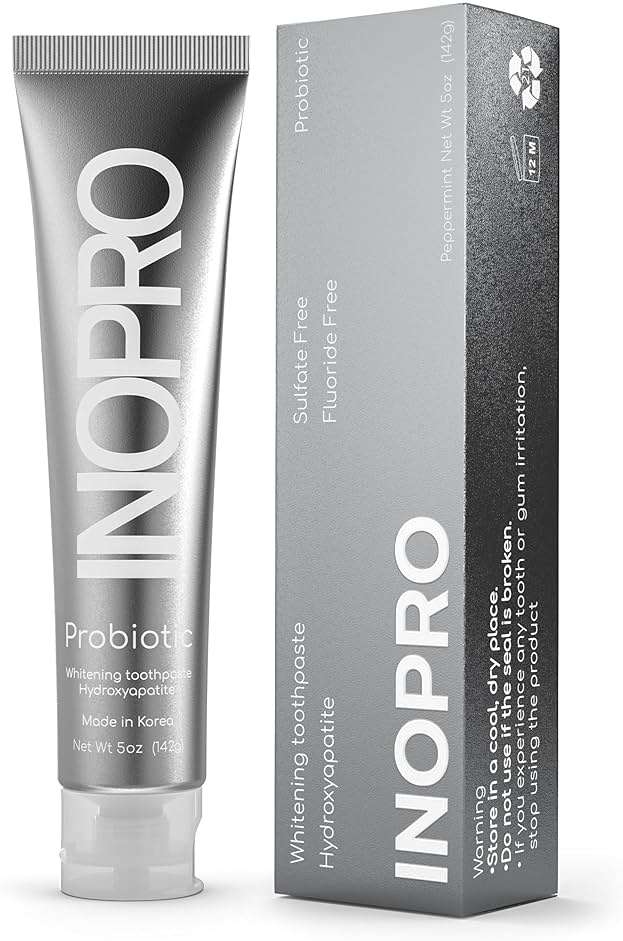 InoPro Whitening Hydroxyapatite Toothpaste with Probiotic for Sensitive Teeth, Fluoride Free Enamel Repair Remineralizing Toothpaste, SLS Free, Baking Soda, Coconut Oil, 5oz - Image 1