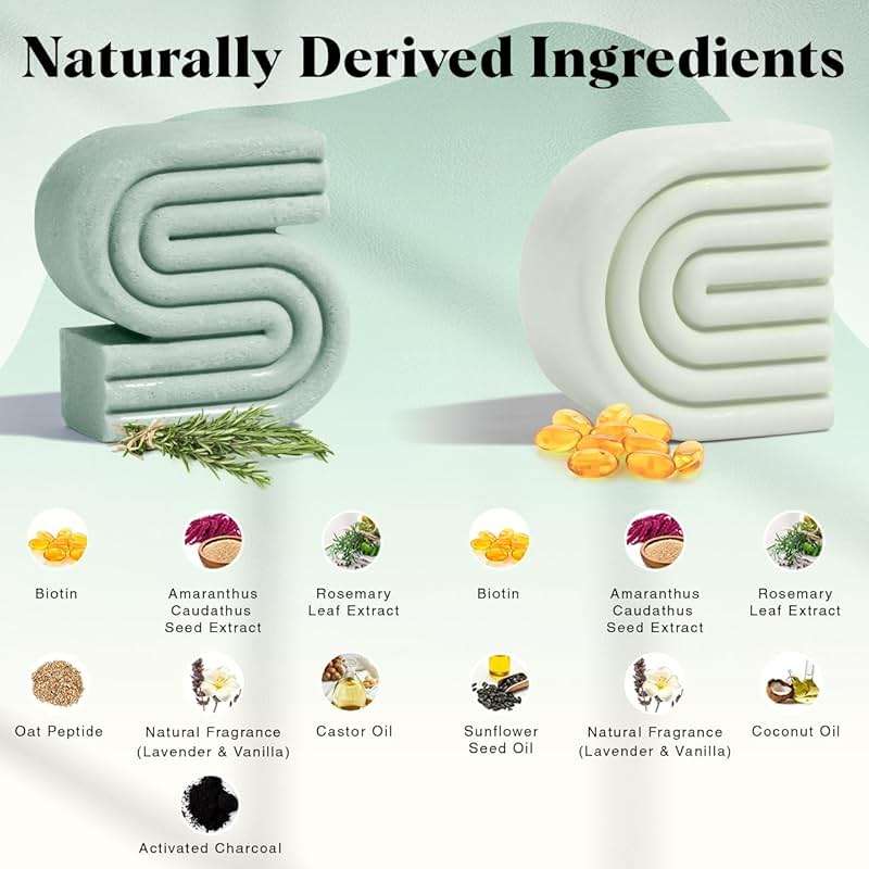 Kitsch Rosemary & Biotin Shampoo and Conditioner Set for Hair Growth - Strengthening, Thickening & Volumizing Shampoo and Conditioner Bar - Paraben, Sulfate & Silicone Free - 2 pack - Image 2