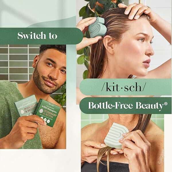 Kitsch Rosemary & Biotin Shampoo and Conditioner Set for Hair Growth - Strengthening, Thickening & Volumizing Shampoo and Conditioner Bar - Paraben, Sulfate & Silicone Free - 2 pack - Image 7