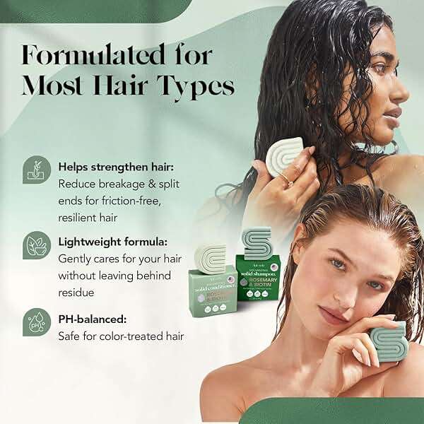 Kitsch Rosemary & Biotin Shampoo and Conditioner Set for Hair Growth - Strengthening, Thickening & Volumizing Shampoo and Conditioner Bar - Paraben, Sulfate & Silicone Free - 2 pack - Image 8