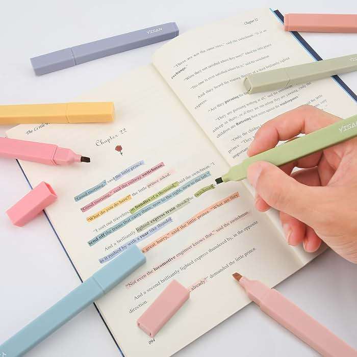 YISAN Highlighters Pastel Assorted Colors,No Bleed,Soft Tip,Cute Aesthetic for Book Journal,8-Pack, 70948 - Image 2
