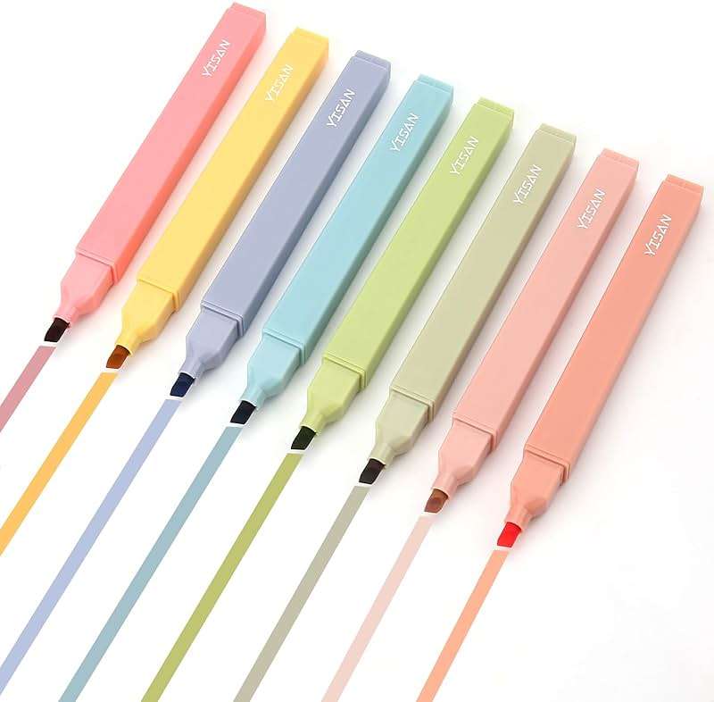 YISAN Highlighters Pastel Assorted Colors,No Bleed,Soft Tip,Cute Aesthetic for Book Journal,8-Pack, 70948 - Image 3