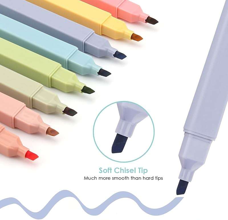 YISAN Highlighters Pastel Assorted Colors,No Bleed,Soft Tip,Cute Aesthetic for Book Journal,8-Pack, 70948 - Image 4