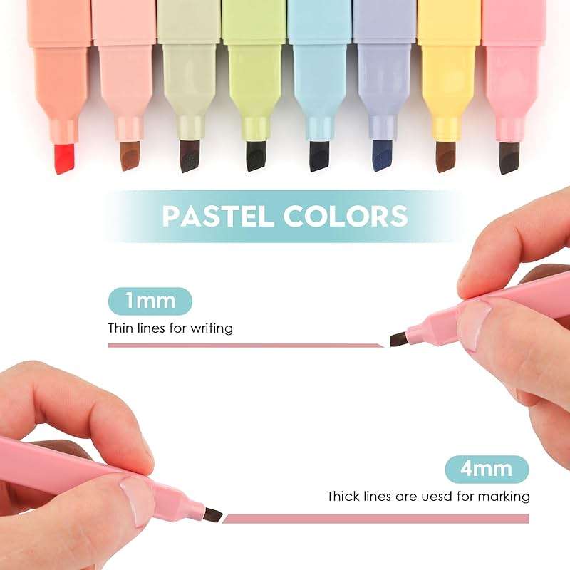 YISAN Highlighters Pastel Assorted Colors,No Bleed,Soft Tip,Cute Aesthetic for Book Journal,8-Pack, 70948 - Image 5