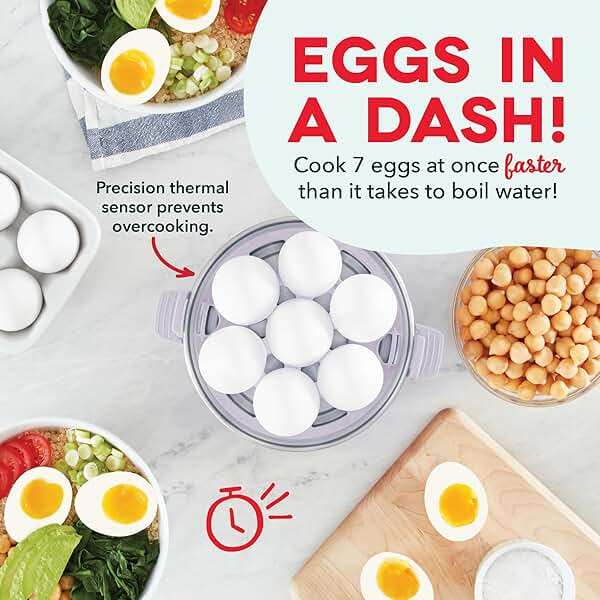 Dash Rapid Egg Cooker - Boiler, Poacher & Steamer - Includes Measuring & Recipe Guide - Dishwasher Safe - BPA Free - Holds 7 Eggs, Lavender - Image 3