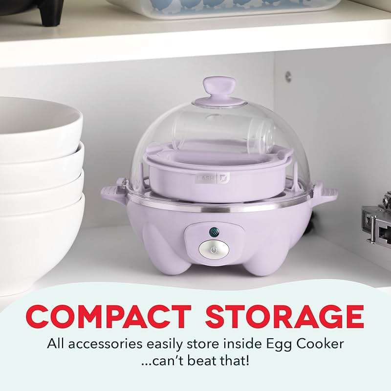 Dash Rapid Egg Cooker - Boiler, Poacher & Steamer - Includes Measuring & Recipe Guide - Dishwasher Safe - BPA Free - Holds 7 Eggs, Lavender - Image 5