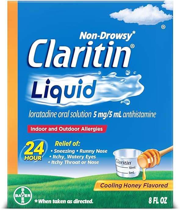 Claritin® Liquid, Allergy Medicine for Adults, 24-Hour Non-Drowsy Loratadine 5mg, Antihistamine, Cooling Honey Flavored, 8 fl. oz - Image 1