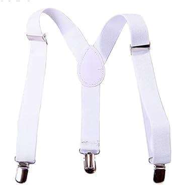 JJLFresheners White Child Kids Girls Boys Suspenders Braces, Adjustable Clip on Y-Back Elastic Suspenders with Metal Clips for Girls Boys' Accessories, Clothing, Shoes and Jewelry - Image 1