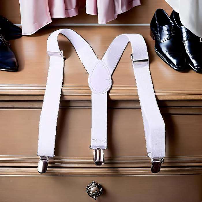 JJLFresheners White Child Kids Girls Boys Suspenders Braces, Adjustable Clip on Y-Back Elastic Suspenders with Metal Clips for Girls Boys' Accessories, Clothing, Shoes and Jewelry - Image 4