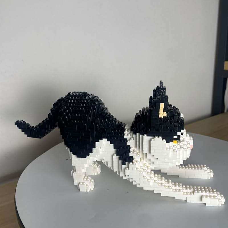 alltogetho Cow Cat Model Micro Mini Building Block Toys Sets: Enjoy Layered Black-and-White Patterns with The Dynamic Running Pose - Image 2