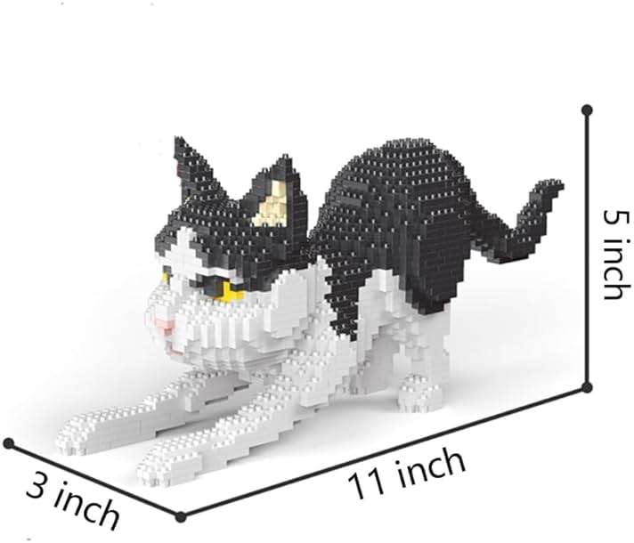 alltogetho Cow Cat Model Micro Mini Building Block Toys Sets: Enjoy Layered Black-and-White Patterns with The Dynamic Running Pose - Image 3