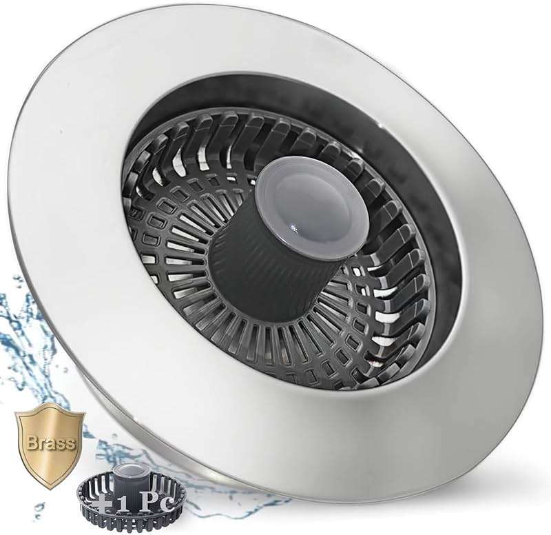BAOLSLS 3 in 1 Kitchen Sink Stopper, Pop Up Kitchen Sink Drain Strainer, with an Extra Basket Strainer, Kitchen Sink Drain Stopper for US Standard 3-1/2 Inch, Brass Material Electroplate Silver - Image 1