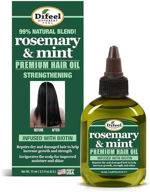 Difeel Rosemary and Mint Premium Hair Oil with Biotin 2.5 oz. - Image 1