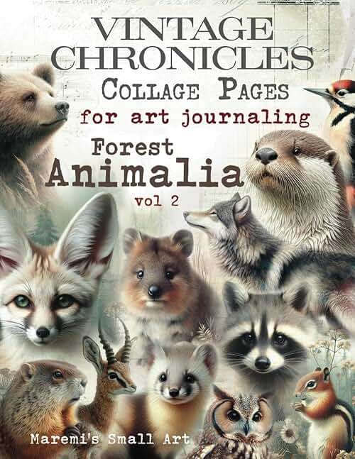 VINTAGE CHRONICLES Collage Pages for Art Journaling, Forest Animalia vol 2: A book with 140+ Images To Cut Out, Glue and Collage for Junk Journals, Mixed Media & Scrapbook / BOOK of Woodland ANIMALS - Image 1