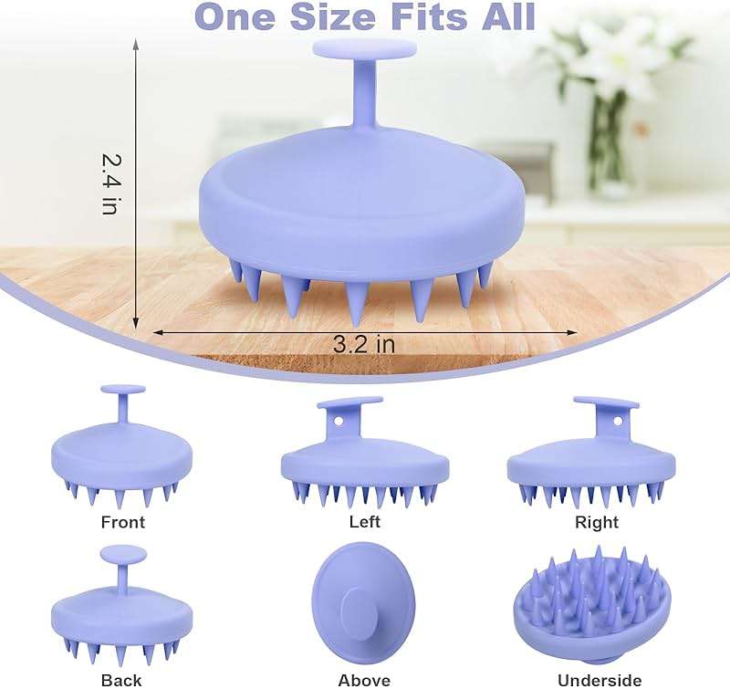 Meartchy Silicone Scalp Massager, Scalp Scrubber for Hair Growth with Soft Bristles, Scalp Exfoliator Brush Dandruff Removal Shampoo Brush for Wet Dry Scalp Care (Light Purple) - Image 2
