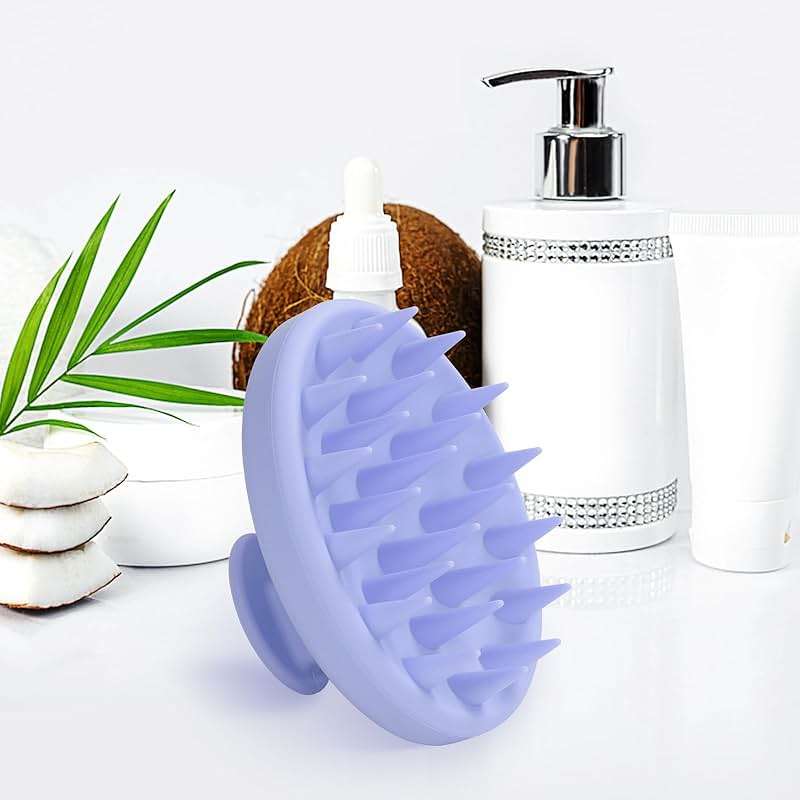 Meartchy Silicone Scalp Massager, Scalp Scrubber for Hair Growth with Soft Bristles, Scalp Exfoliator Brush Dandruff Removal Shampoo Brush for Wet Dry Scalp Care (Light Purple) - Image 5