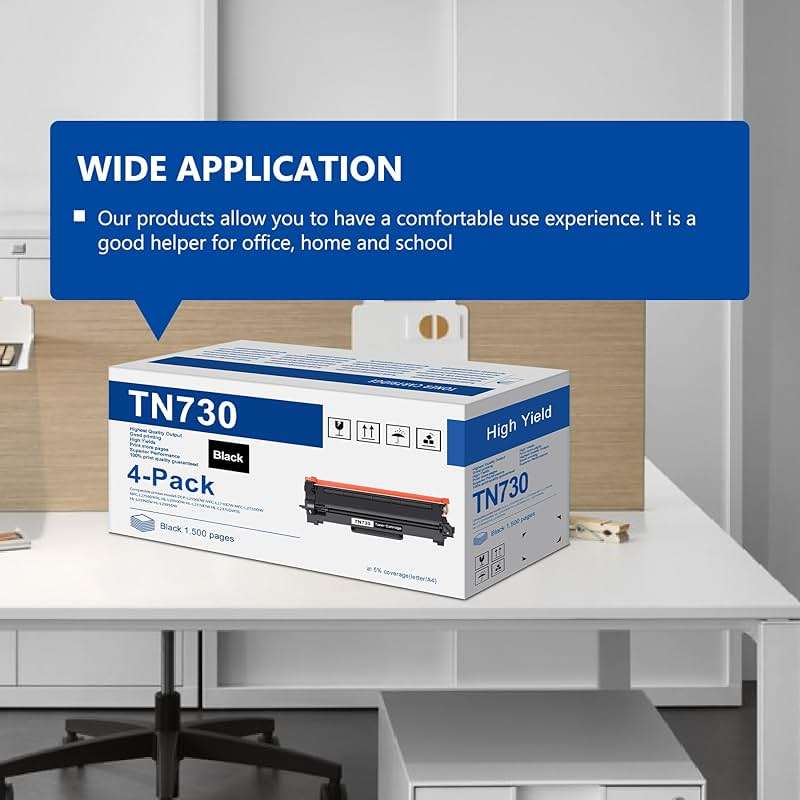 TN-730 TN730 Toner Cartridge Replacement for Brother TN730 Toner Cartridge - Black DCP-L2550DW MFC-L2710DW MFC-L2750DW HL-L2370DW Printer (4-Pack) - Image 6