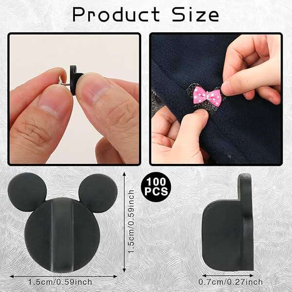 PVC Rubber Mouse Head Pin Backs, DREMISI 100Pcs Mouse Ears Pin Backs Coat Tie Tack Lapel Pin Backs Clutch Backs Holder Clothes Pin Keepers for Replacement Varsity Uniform Badge Craft Making Accessory - Image 2