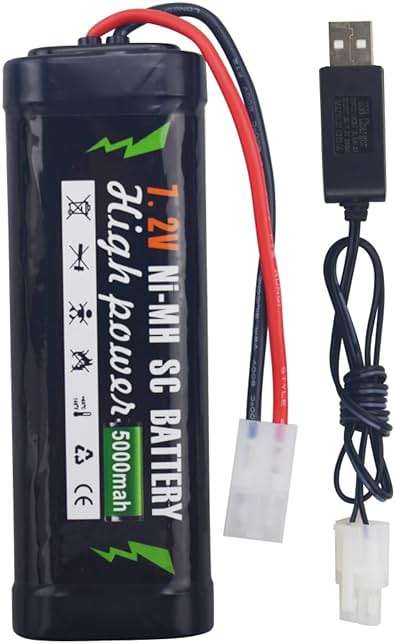 sea jump 7.2V 5000mAh NiMH Battery with KET-2P Plug and USB Charger Suitable for RC Truggy Buggy Tank Racing Remote Control Car Truck High-Power with Tamiya Connector Battery - Image 1