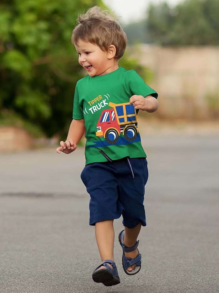 QWE Toddler Boys Short Sleeve Shirts 4-Pack Cotton Summer T-Shirts Cartoon Graphic Tops Tees 18 Months to 8Y - Image 5