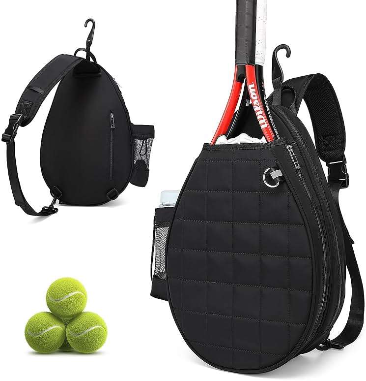 KAVIGOR Tennis Bag, Tennis Backpack Holds 2 Rackets, Quilted Crossbody Sling Bag, Waterproof Pickleball Bags with Safety Pocket for Women and Men - Image 1