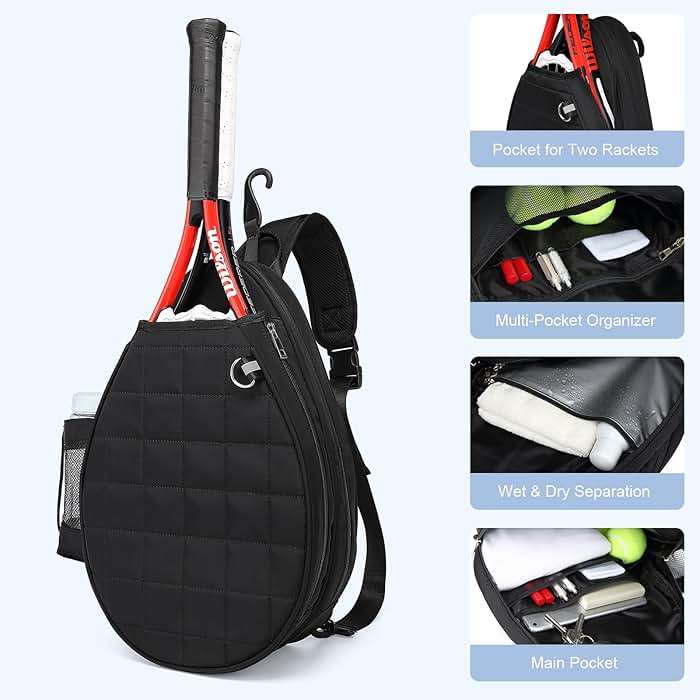 KAVIGOR Tennis Bag, Tennis Backpack Holds 2 Rackets, Quilted Crossbody Sling Bag, Waterproof Pickleball Bags with Safety Pocket for Women and Men - Image 2