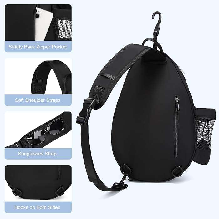 KAVIGOR Tennis Bag, Tennis Backpack Holds 2 Rackets, Quilted Crossbody Sling Bag, Waterproof Pickleball Bags with Safety Pocket for Women and Men - Image 3