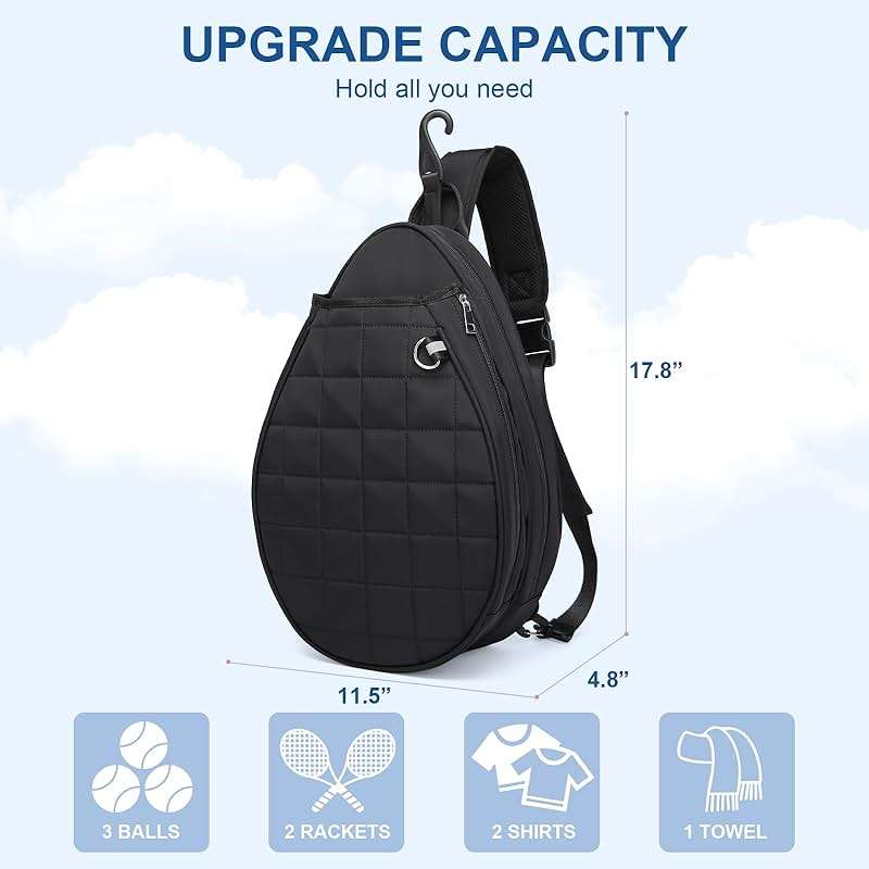 KAVIGOR Tennis Bag, Tennis Backpack Holds 2 Rackets, Quilted Crossbody Sling Bag, Waterproof Pickleball Bags with Safety Pocket for Women and Men - Image 4