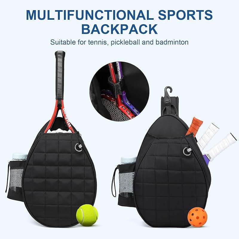 KAVIGOR Tennis Bag, Tennis Backpack Holds 2 Rackets, Quilted Crossbody Sling Bag, Waterproof Pickleball Bags with Safety Pocket for Women and Men - Image 6