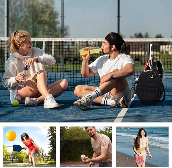 KAVIGOR Tennis Bag, Tennis Backpack Holds 2 Rackets, Quilted Crossbody Sling Bag, Waterproof Pickleball Bags with Safety Pocket for Women and Men - Image 7