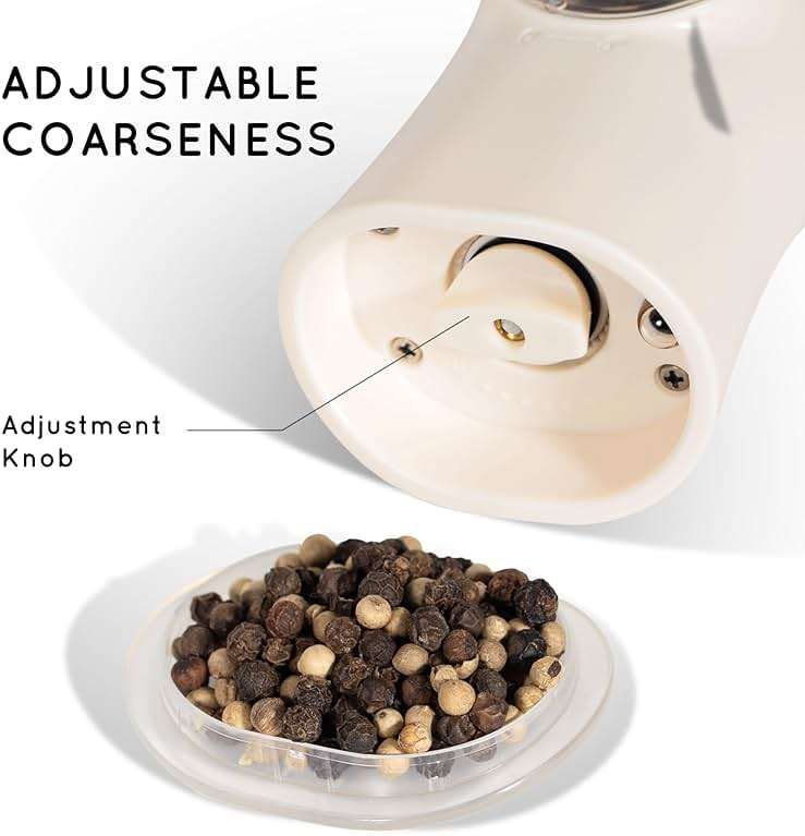 Flendy Gravity Electric Salt and Pepper Grinder Set Rechargeable, Automatic Salt and Pepper Grinder Set with USB C Charging Base, Gravity Salt and Pepper Shakers Set Electric - Image 6