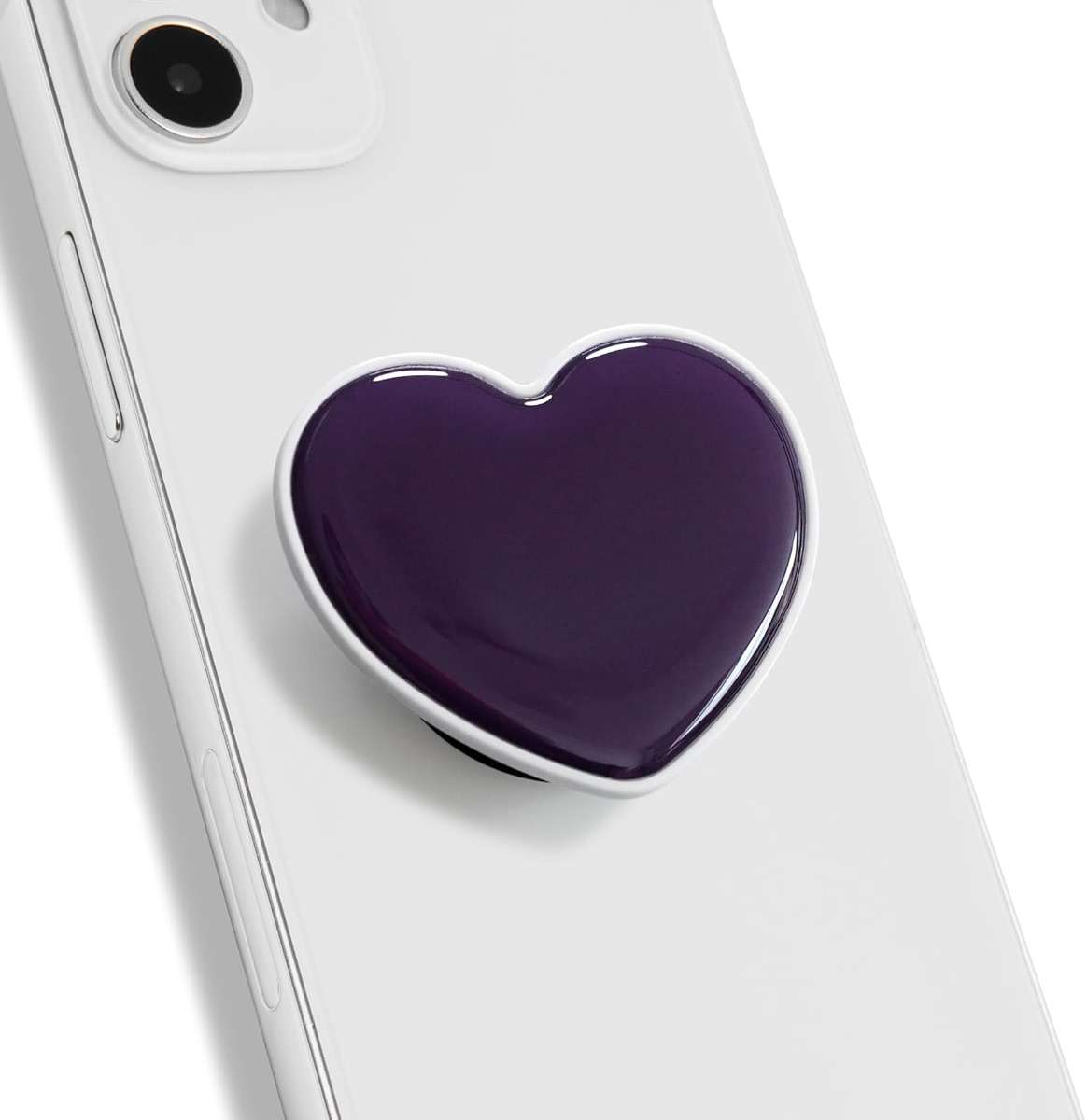OnTheGrip Cute Solid Macaron Color Heart Shape Collapsible Mobile Phone Grip Stand Holder for Smartphone Tablet Cell Phone Accessory (Purple) - Image 1