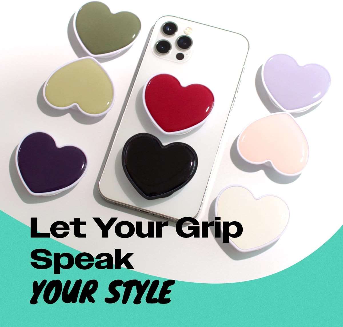 OnTheGrip Cute Solid Macaron Color Heart Shape Collapsible Mobile Phone Grip Stand Holder for Smartphone Tablet Cell Phone Accessory (Purple) - Image 3