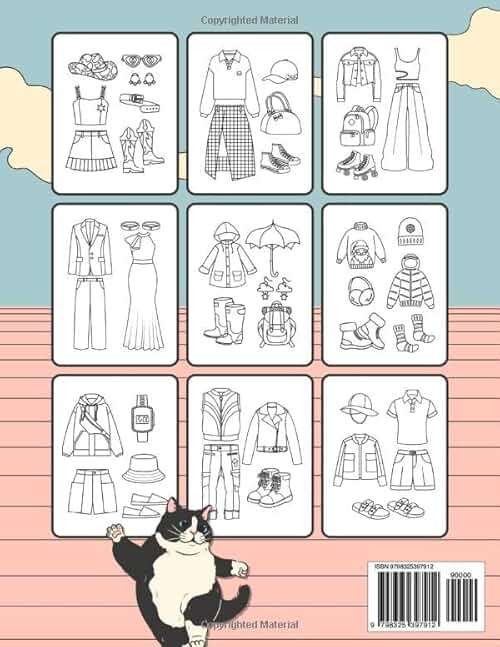 Bold Easy Simple Clothing Coloring Book: Fashion Design Coloring Pages with Hats, Shirts, Pants, Shoes, Accessories, and More for Kids, Teens, and Adults - Image 2