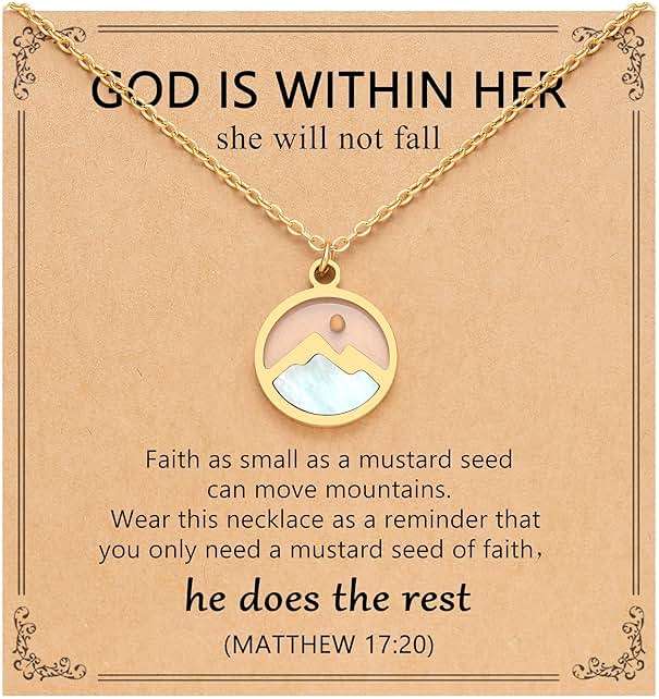 Eryuor Silver/Gold Moving Mountains Mustard Seed Faith Necklace, Inspirational Christian Gifts for Teen Girls & Women - Image 1