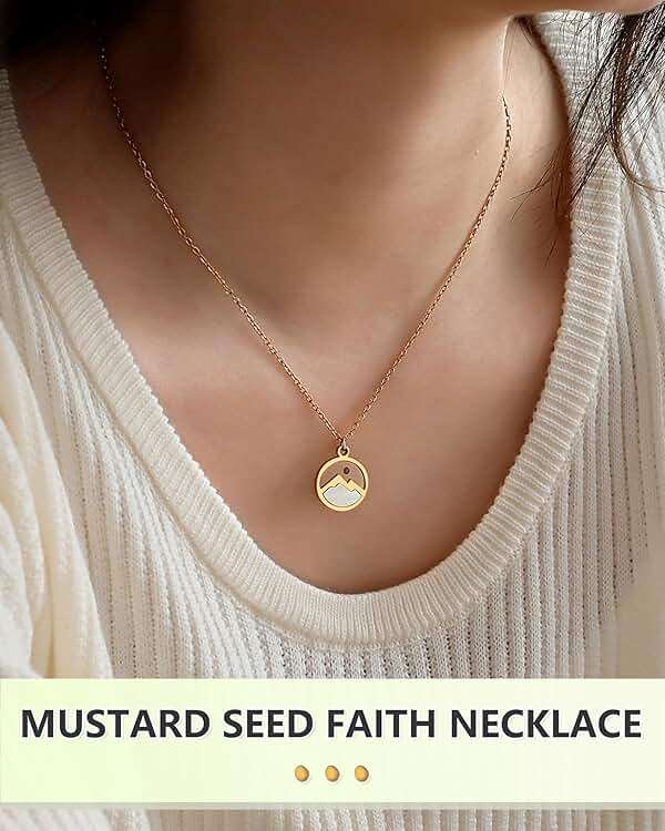 Eryuor Silver/Gold Moving Mountains Mustard Seed Faith Necklace, Inspirational Christian Gifts for Teen Girls & Women - Image 2