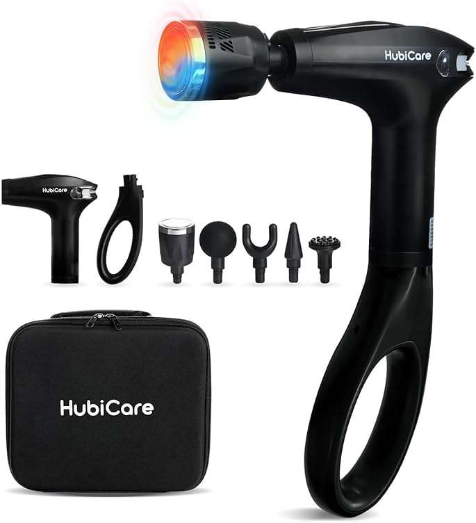HuBDIC HubiCare Heat and Cool Massage Gun with Upgraded Extension Handle, Percussion Massage Gun Deep Tissue, Muscle Back Massagers Handheld, Portable for Pain Relief, LED Display - Image 1