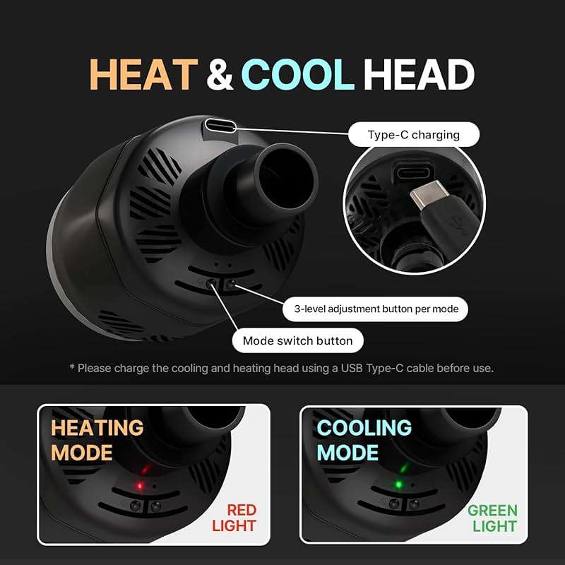 HuBDIC HubiCare Heat and Cool Massage Gun with Upgraded Extension Handle, Percussion Massage Gun Deep Tissue, Muscle Back Massagers Handheld, Portable for Pain Relief, LED Display - Image 7