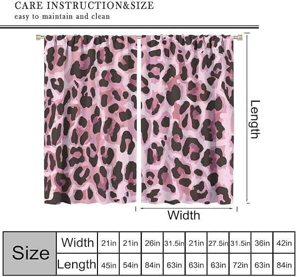 Pink Leopard Pattern Blackout Curtains, Sexy Fancy Modern Simple Cheetah Skin Pattern Home Rod Pocket Window Curtains,for Bedroom Living Room 42"" W X 45"" L, Style-6 - Image 3