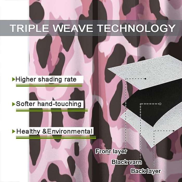 Pink Leopard Pattern Blackout Curtains, Sexy Fancy Modern Simple Cheetah Skin Pattern Home Rod Pocket Window Curtains,for Bedroom Living Room 42"" W X 45"" L, Style-6 - Image 7