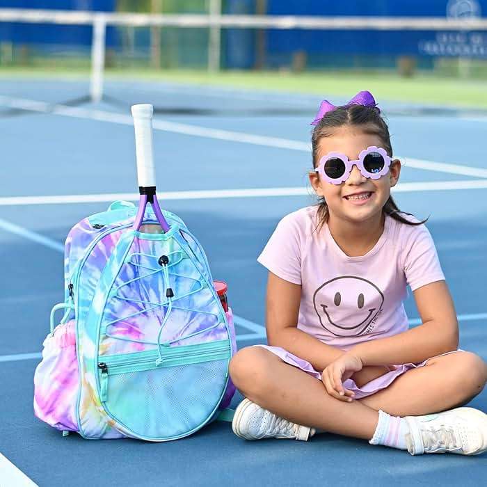 Choco Mocha Kids Tennis Bag, 16 Inch Youth & Junior Tennis Backpack with Shoe Compartment, Holds 2 Rackets (21–23 Inch) - Image 2