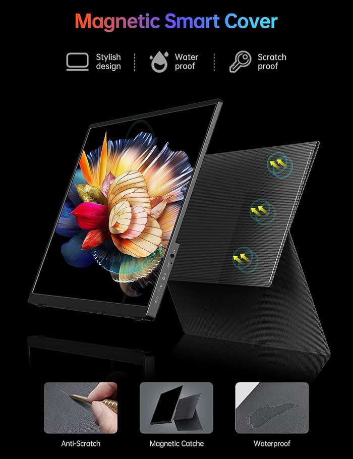WGK 14 inch Portable Monitor 1200P FHD+ 100% sRGB Travel Display HDMI/USB-C Compatible with Laptops, Desktops, Phones, PS, Mac, Xbox, Switch, and Other Gaming Devices Includes Stand and Speakers VESA - Image 8