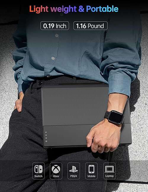 WGK 14 inch Portable Monitor 1200P FHD+ 100% sRGB Travel Display HDMI/USB-C Compatible with Laptops, Desktops, Phones, PS, Mac, Xbox, Switch, and Other Gaming Devices Includes Stand and Speakers VESA - Image 10