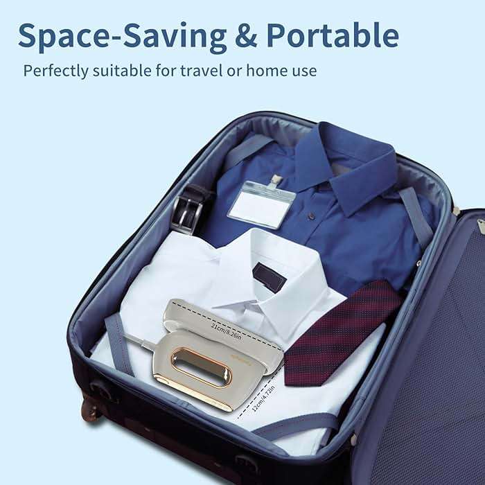 Portable Travel Steamer Iron for Clothes: Mini Handheld Garment Steam Ironing Machine for Clothing - Professional Small Size Hand Held Traveling Fabric Steamers for Wrinkle on Dress Shirt (Gray) - Image 7