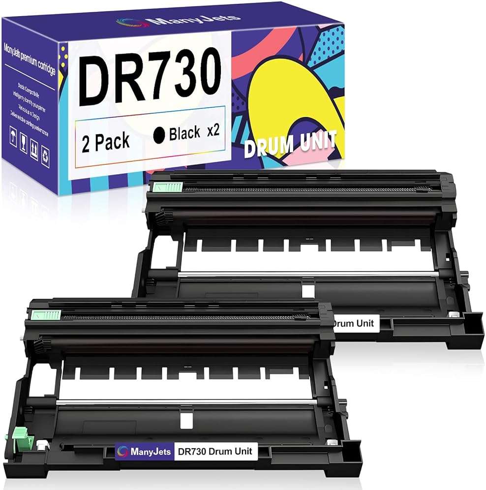 ManyJets DR730 Drum Unit - Compatible for Brother DR730 DR-730 DR760 DR-760 Drum - for HL-L2370DW HL-L2395DW MFC-L2710DW MFC-L2750DW DCP-L2550DW MFC-L2690DW MFC-L2730DW Printer(Not Toner,2-Pack) - Image 1